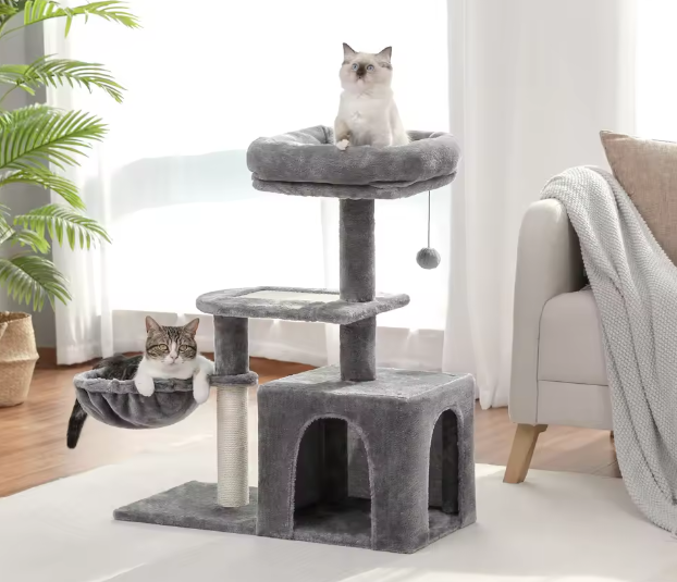 Krabpaal voor Kleine Katten – Kattentoren met Hangmat & Condo