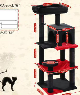 Gotische Kattenboom – Hoge Kattentoren met Hangmat & Condo