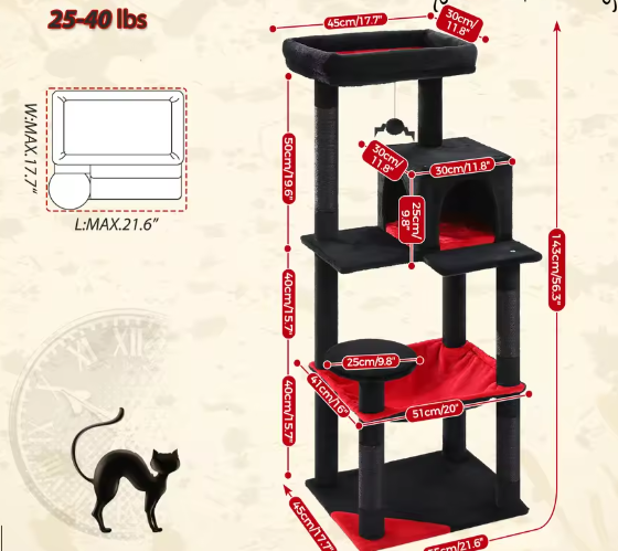 Gotische Kattenboom – Hoge Kattentoren met Hangmat & Condo