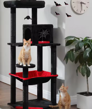 Gotische Kattenboom – Hoge Kattentoren met Hangmat & Condo