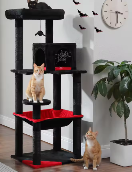 Gotische Kattenboom – Hoge Kattentoren met Hangmat & Condo