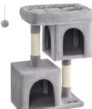 Kattenboom met 2 Huisjes – Krabpaal met Sisalstammen & Platform