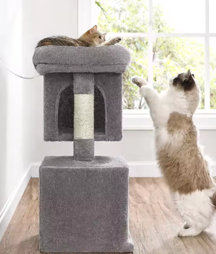 Kattenboom met 2 Huisjes – Krabpaal met Sisalstammen & Platform