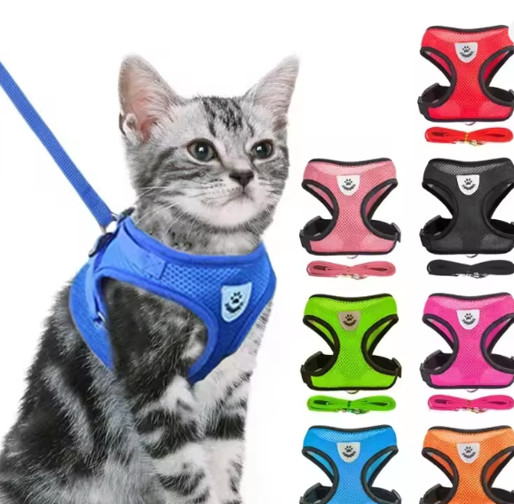 Verstelbaar Katten- en Hondenharnas – Ademend Gaas met Riem 1,2 m