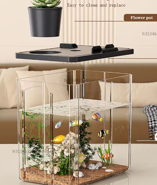 Mini aquarium starterkit – Acryl desktop viskom met pomp & licht