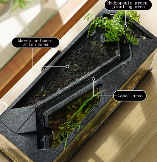 Acryl aquarium met waterpomp, LED-licht en ecologisch cyclussysteem