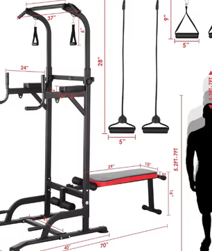 Multifunctionele Power Tower met Verstelbare Trainingsbank – 200kg Capaciteit