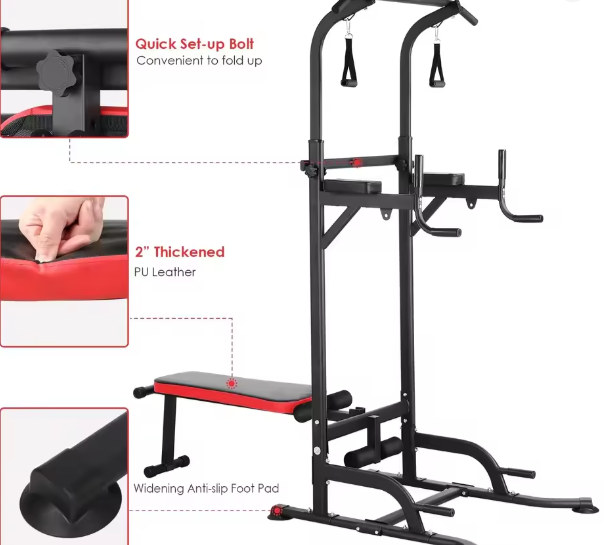 Multifunctionele Power Tower met Verstelbare Trainingsbank – 200kg Capaciteit