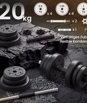 2-in-1 Verstelbare Dumbbell- en Barbellset – Halterset 20kg