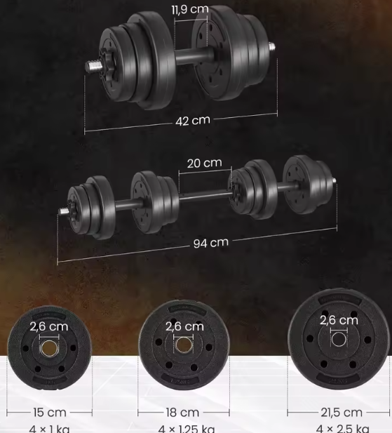 2-in-1 Verstelbare Dumbbell- en Barbellset – Halterset 20kg