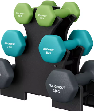 Neopreen Dumbbell Set 12kg – 6 Halters met Standaard