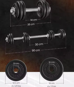 Verstelbare Halterset 30kg – 2 Dumbbells of Barbell Combinatie