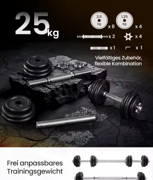 Verstelbare Halterset 30kg – 2 Dumbbells of Barbell Combinatie