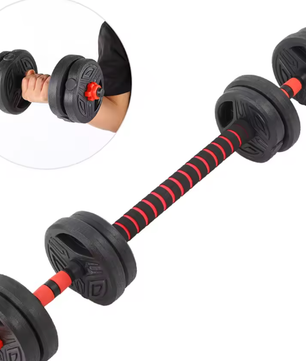 Halterset 10 kg met 40 cm Verbindingsstang – Verstelbare Fitness Dumbbell Set