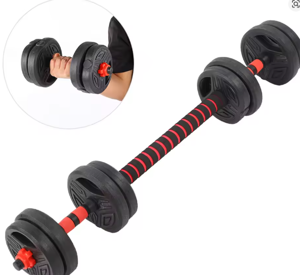 Halterset 10 kg met 40 cm Verbindingsstang – Verstelbare Fitness Dumbbell Set