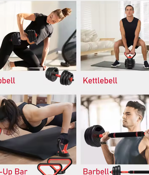 3-in-1 Halter- en Barbellset 20 kg – Verstelbare Dumbbell Fitness Set
