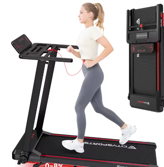 Opvouwbare Elektrische Loopband met Helling – 12 km/u, LED-display & App-bediening