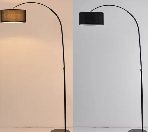 Boog Vloerlamp – 360° Draaibaar, Dimbaar LED & 3 Lichtkleuren