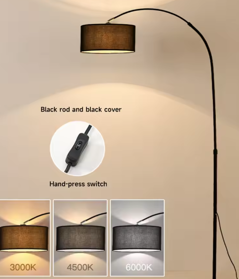 Boog Vloerlamp – 360° Draaibaar, Dimbaar LED & 3 Lichtkleuren