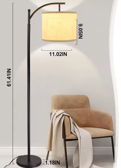 Boogvloerlamp – Moderne LED Vloerlamp met Dimbare Lichtkleuren & Verstelbare Lampenkap