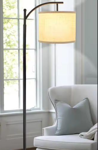 Boogvloerlamp – Moderne LED Vloerlamp met Dimbare Lichtkleuren & Verstelbare Lampenkap