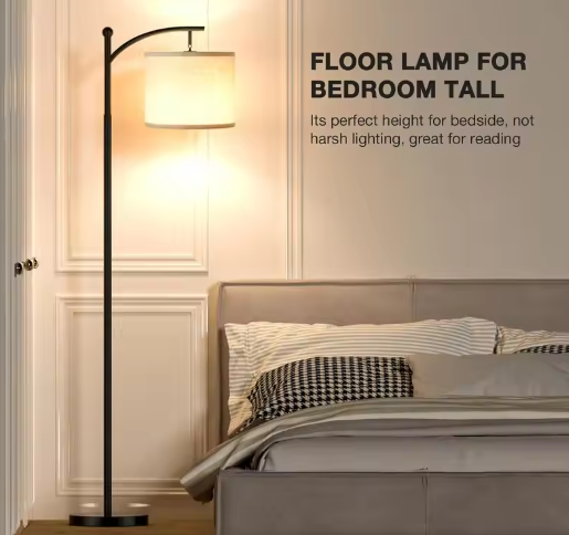 Boogvloerlamp – Moderne LED Vloerlamp met Dimbare Lichtkleuren & Verstelbare Lampenkap