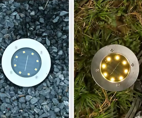 Set van 4 Solar LED Grondspots – Buitenverlichting met Automatische Sensor