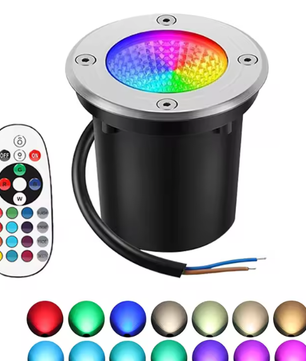 RGBW LED Grondspot 10W – Waterdichte Buitenlamp met Afstandsbediening, 12V Tuin- en Padverlichting