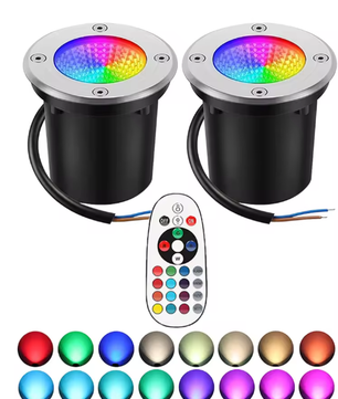RGBW LED Grondspot 10W – Waterdichte Buitenlamp met Afstandsbediening, 12V Tuin- en Padverlichting