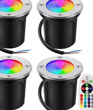 RGBW LED Grondspot 10W – Waterdichte Buitenlamp met Afstandsbediening, 12V Tuin- en Padverlichting