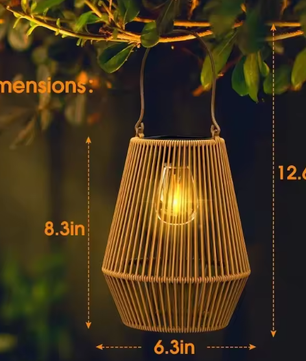 Rotan Solar Hanglamp – Waterdichte Bamboe Lantaarn voor Tuin & Terras