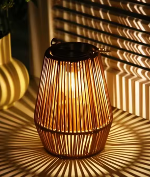 Rotan Solar Hanglamp – Waterdichte Bamboe Lantaarn voor Tuin & Terras