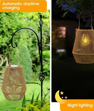 Rotan Solar Hanglamp – Waterdichte Bamboe Lantaarn voor Tuin & Terras