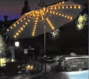 Solar Parapluverlichting 10 m – Waterdichte Lichtslinger met 8 Modi