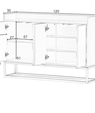 Dressoir Opbergkast – Ladekast Buffetkast met 4-Deurs Greeploos Ontwerp – 120×30×80 cm – Modern en Ruim