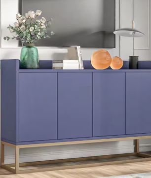 Dressoir Opbergkast – Ladekast Buffetkast met 4-Deurs Greeploos Ontwerp – 120×30×80 cm – Modern en Ruim