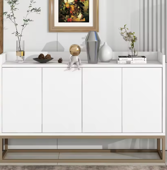 Dressoir Opbergkast – Ladekast Buffetkast met 4-Deurs Greeploos Ontwerp – 120×30×80 cm – Modern en Ruim
