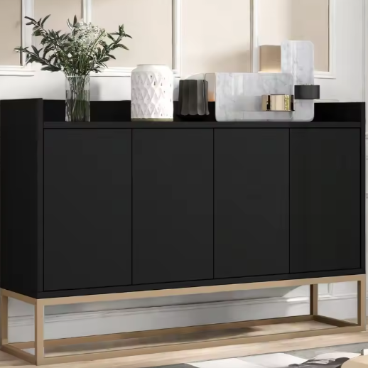 Dressoir Opbergkast – Ladekast Buffetkast met 4-Deurs Greeploos Ontwerp – 120×30×80 cm – Modern en Ruim