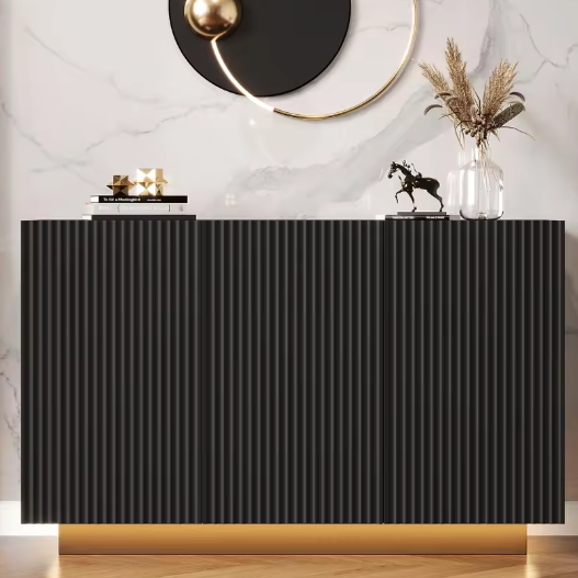 Modern LED Dressoir met Bluetooth – 120 cm, Marmerdecor & Grote Opbergruimte