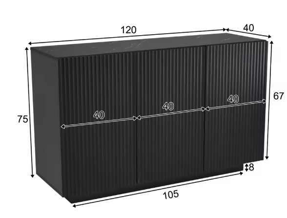 Modern LED Dressoir met Bluetooth – 120 cm, Marmerdecor & Grote Opbergruimte