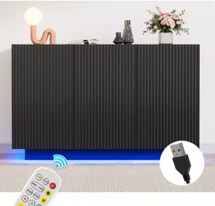 Modern LED Dressoir met Bluetooth – 120 cm, Marmerdecor & Grote Opbergruimte