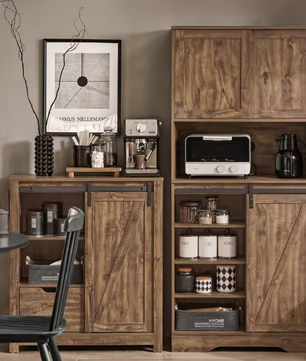 Buffetkast Dressoir Schuifdeur Commode – Vintage Opbergkast voor Keuken en Hal