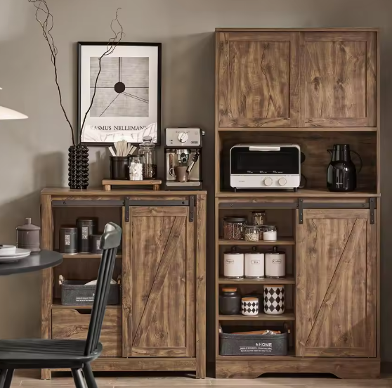 Buffetkast Dressoir Schuifdeur Commode – Vintage Opbergkast voor Keuken en Hal