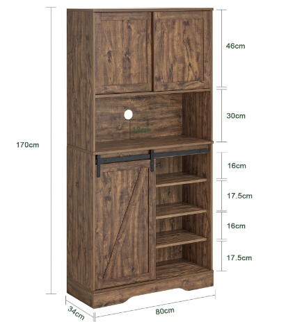 Buffetkast Dressoir Schuifdeur Commode – Vintage Opbergkast voor Keuken en Hal