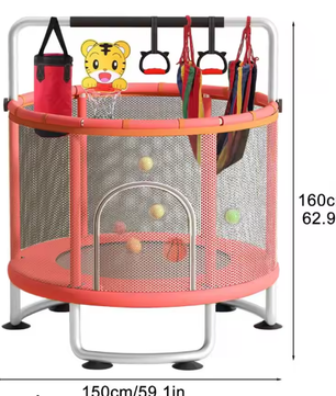 Kindertrampoline met Beveiligingsnet & Speelaccessoires – Verstelbaar 3-8 Jaar