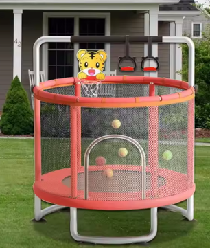 Kindertrampoline met Beveiligingsnet & Speelaccessoires – Verstelbaar 3-8 Jaar