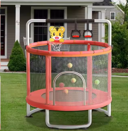 Kindertrampoline met Beveiligingsnet & Speelaccessoires – Verstelbaar 3-8 Jaar