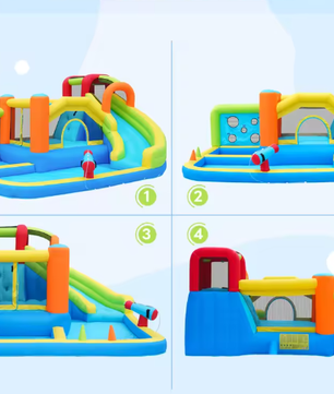 Multifunctioneel Springkasteel Waterpark met Trampolines voor Kinderen