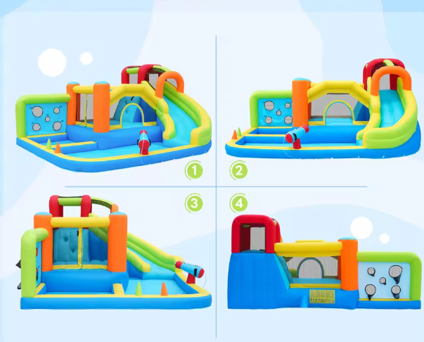 Multifunctioneel Springkasteel Waterpark met Trampolines voor Kinderen