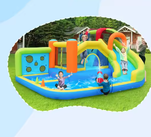 Multifunctioneel Springkasteel Waterpark met Trampolines voor Kinderen